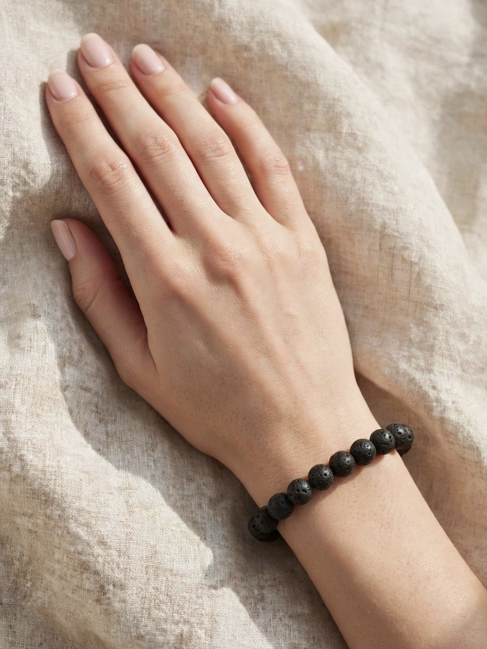 Black Lava Stone Beaded Bracelet - Minimal Women’s Jewelry